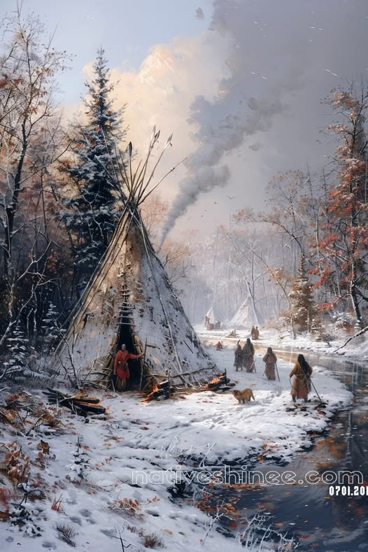 Winter Camp: Echoes of the Past Native American Canvas