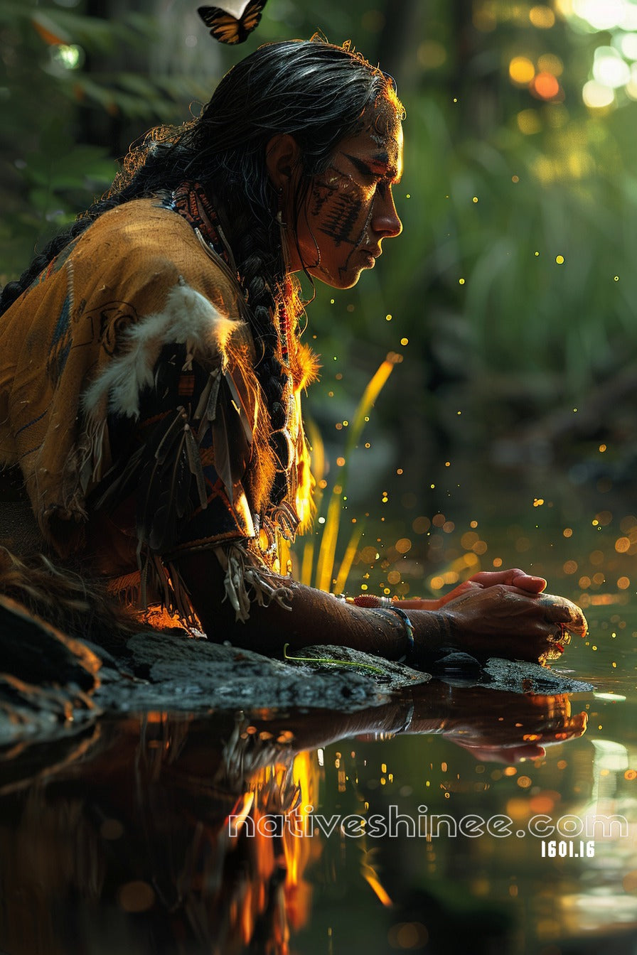Water Reflection Native American Canvas