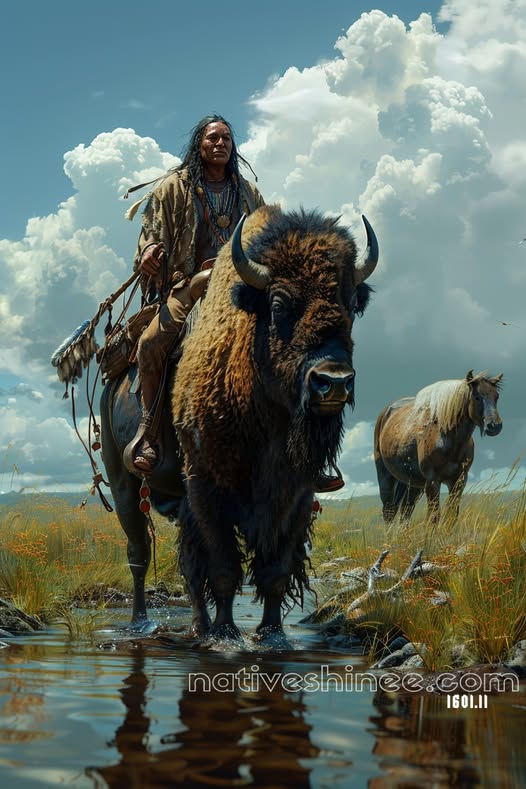 Buffalo Rider: Guardian of the Plains Native American Canvas