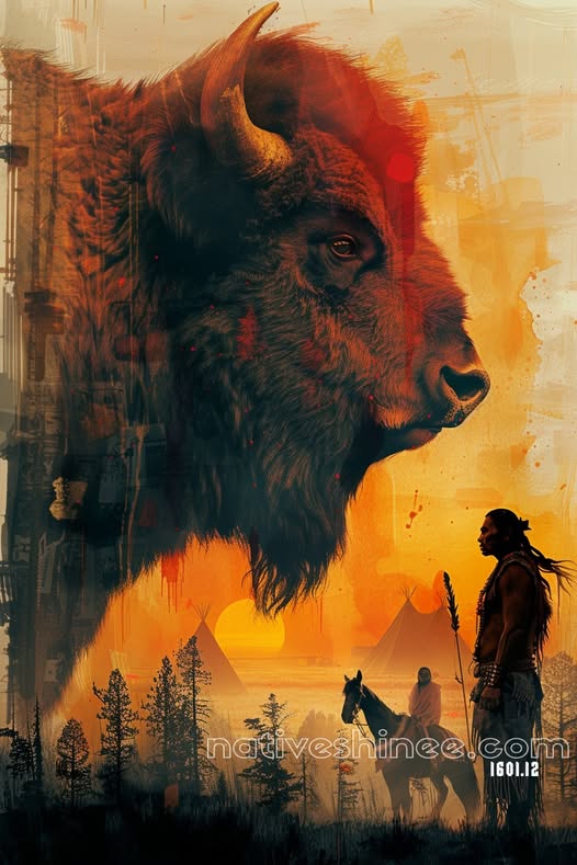 The Spirit of the Bison Native American Canvas