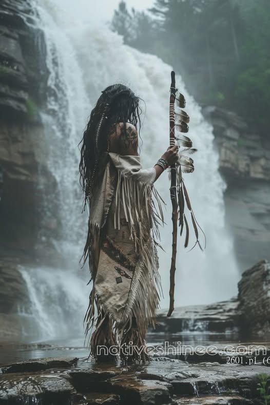 Whispers of the Waterfall Native American Canvas