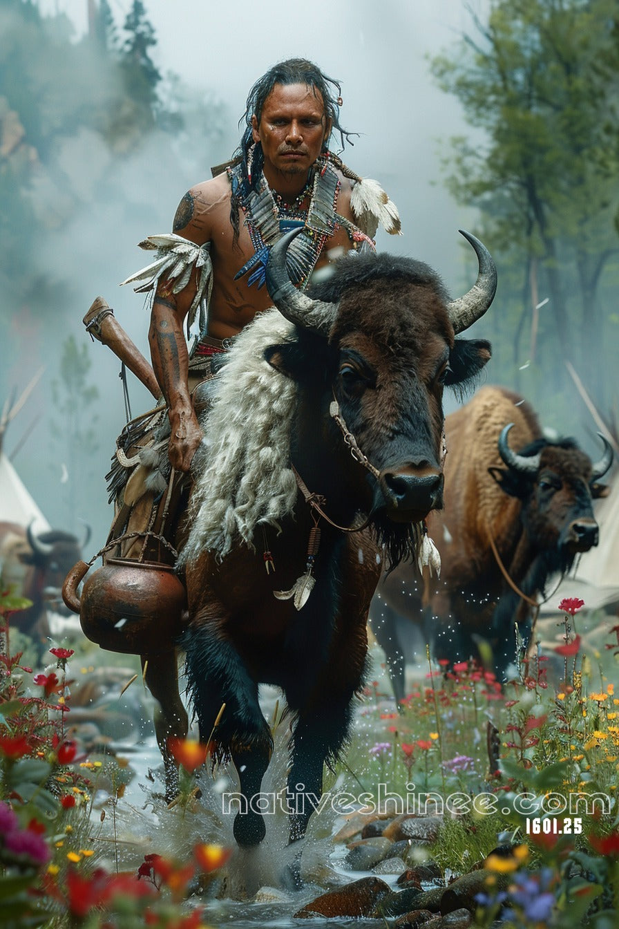 The Spirit of the Buffalo Rider Native American Canvas