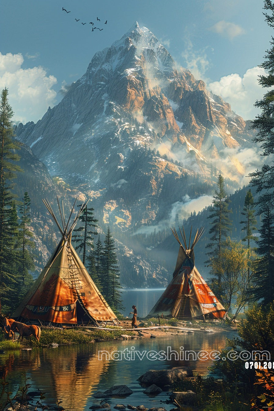 The Sacred Mountain Camp Native American Canvas