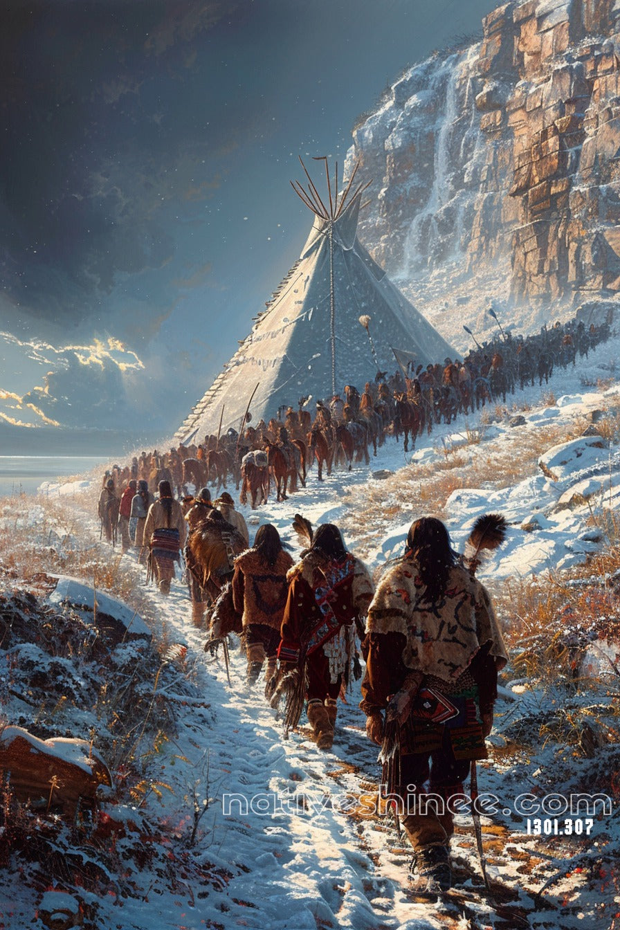 Winter Wanderers: Native American Canvas