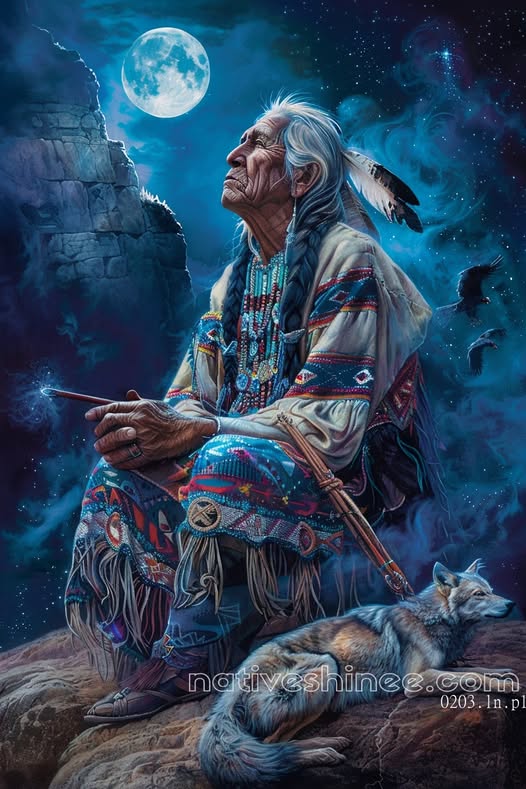 Moonlit Wisdom Native American Canvas
