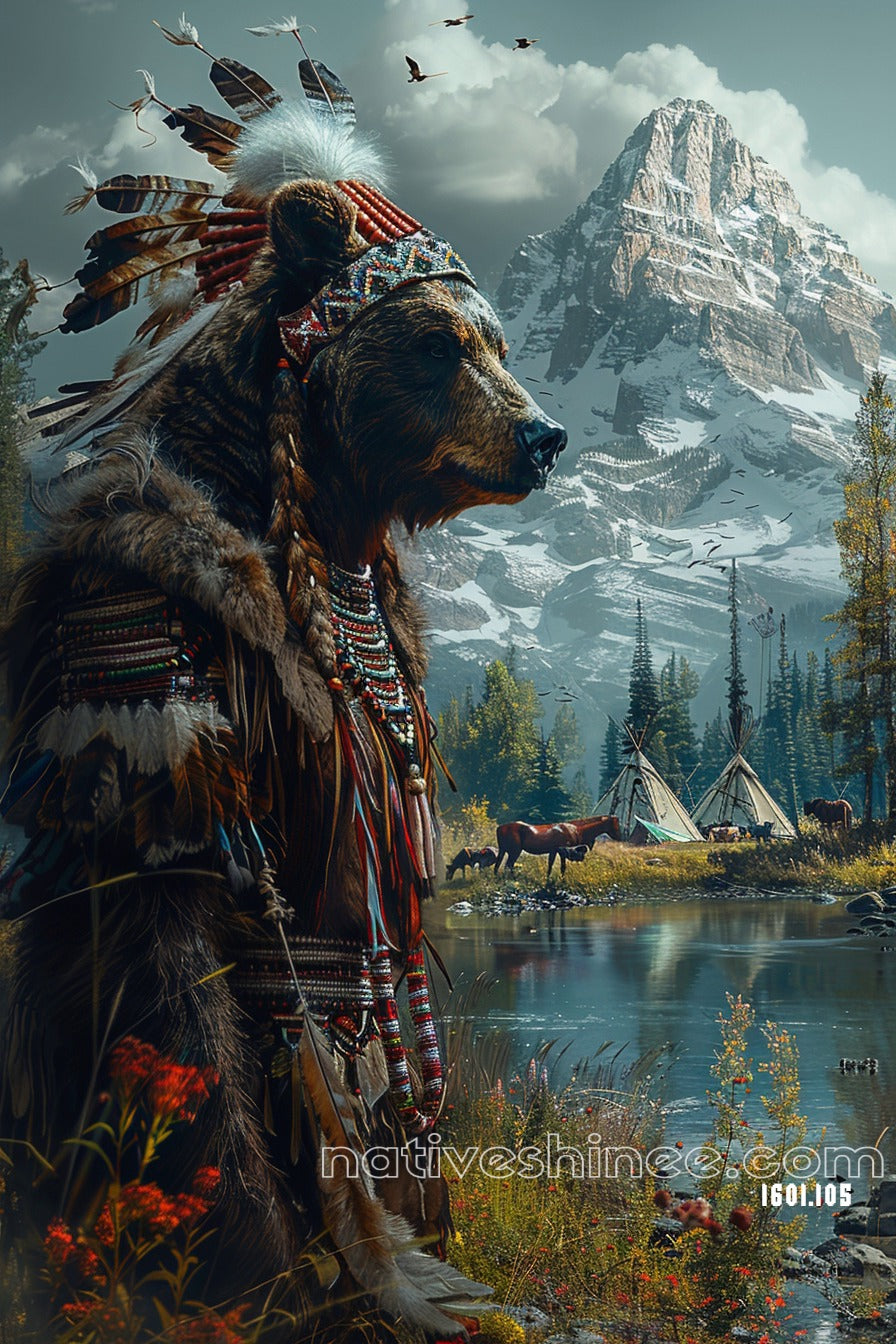 The Bear Chief Native American Canvas
