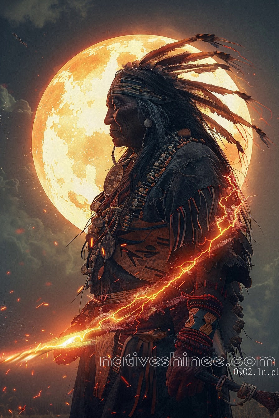Thunder Warrior: The Spirit of the Moon Native American Canvas