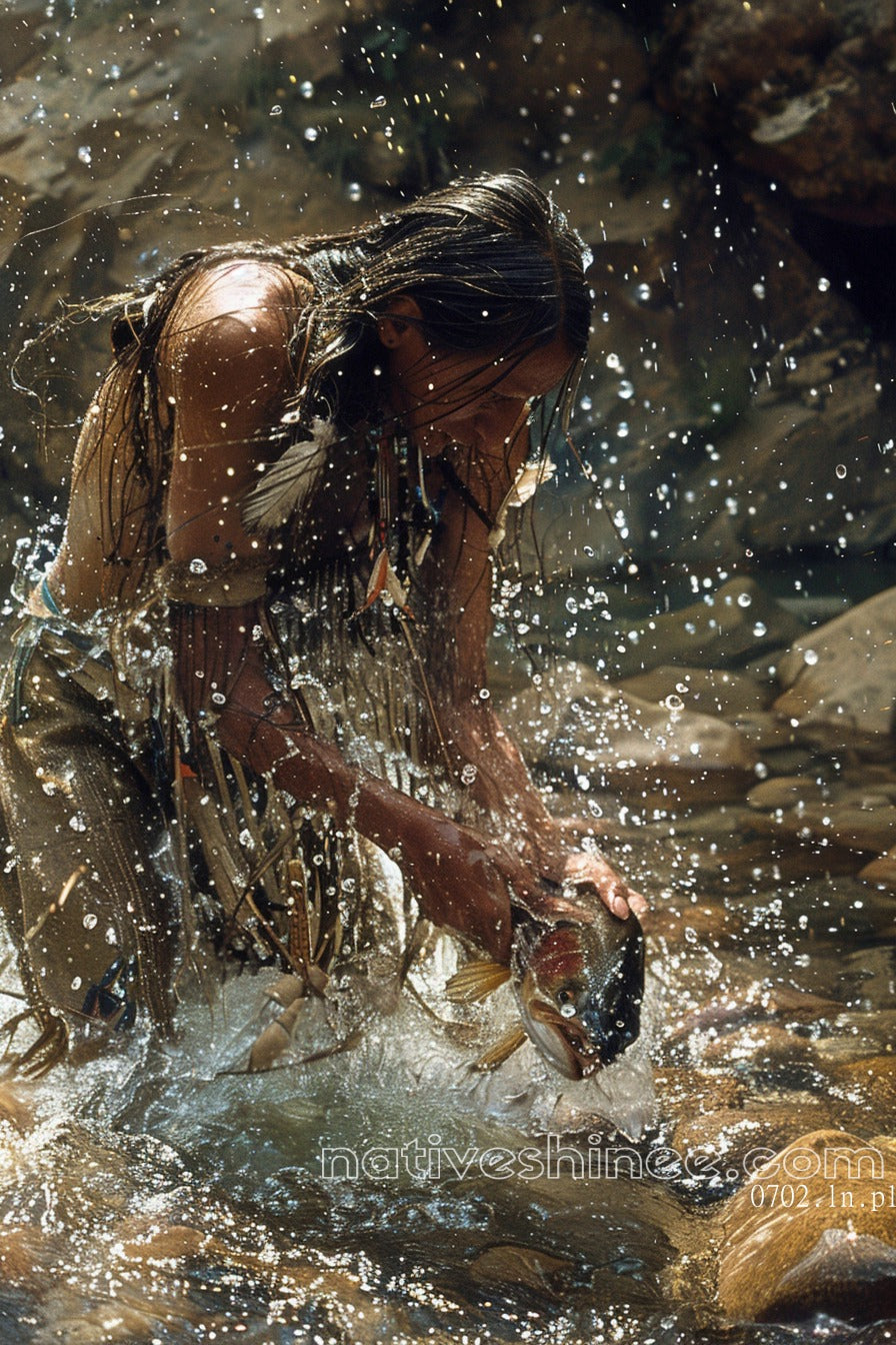 The Catch of Life Native American Canvas