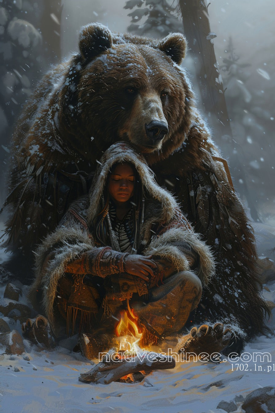 In The Heart Of Winter Native American Canvas