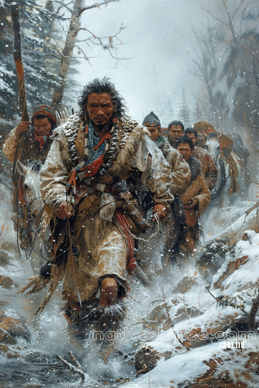 Through the Storm: The March of the Warriors Native American Canvas