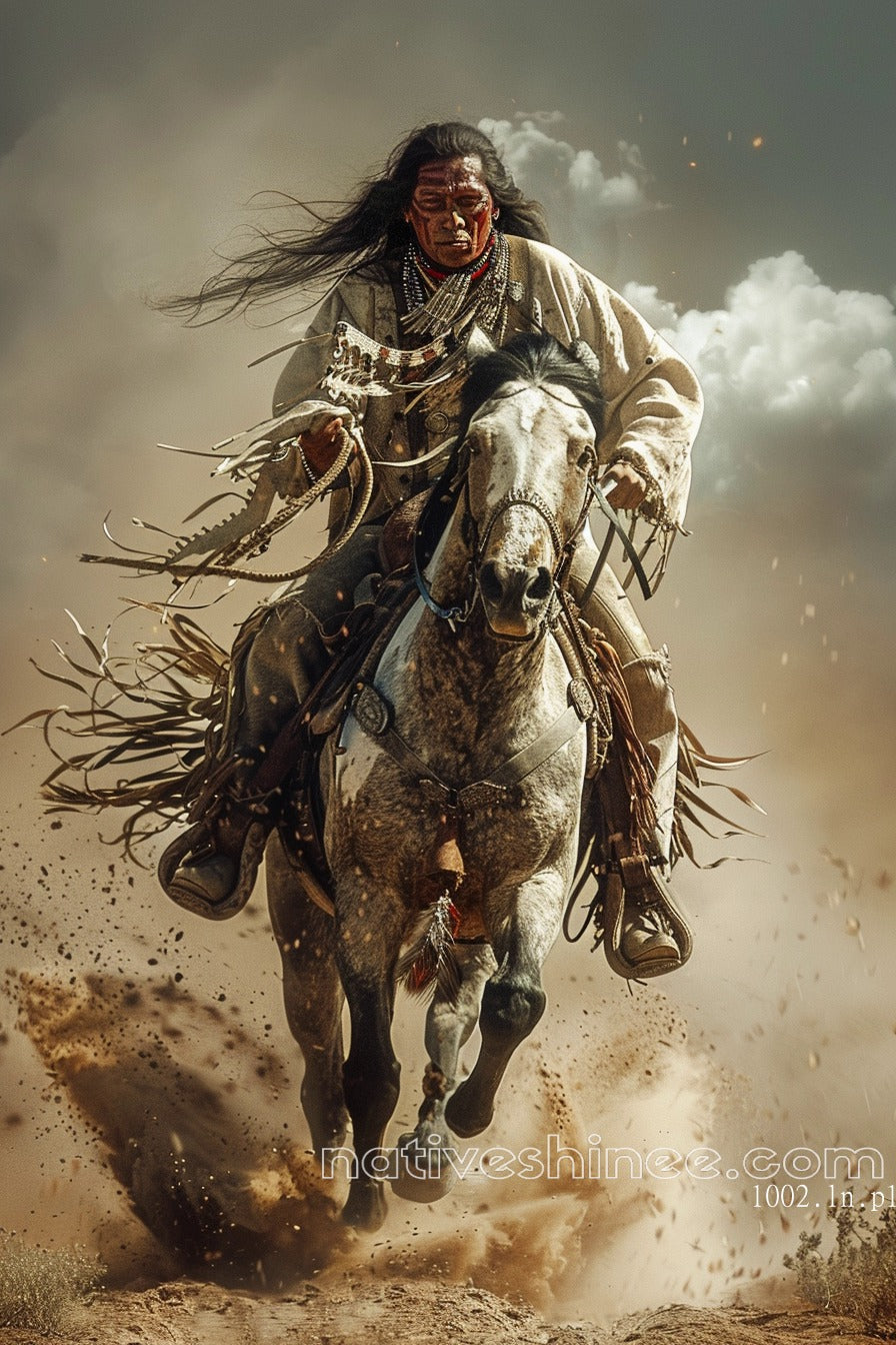 Riding the Winds of Battle Native American Canvas