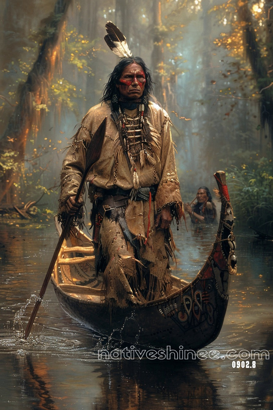 Warrior of the Waters: Native American Canvas