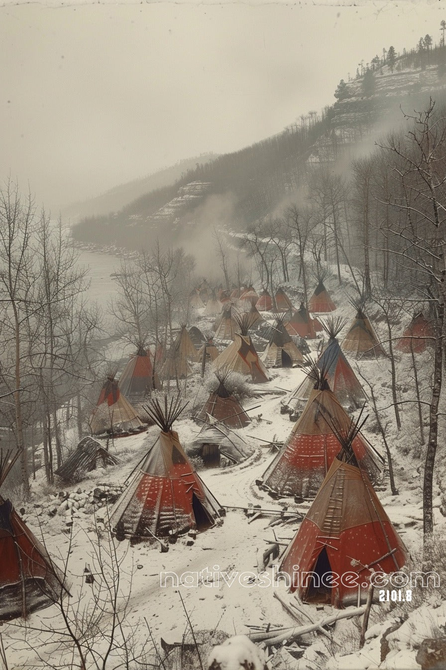 The Silent Winter Tribe: Native American Canvas