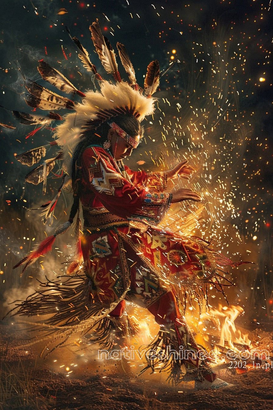 Dance of the Sacred Flames Native American Canvas