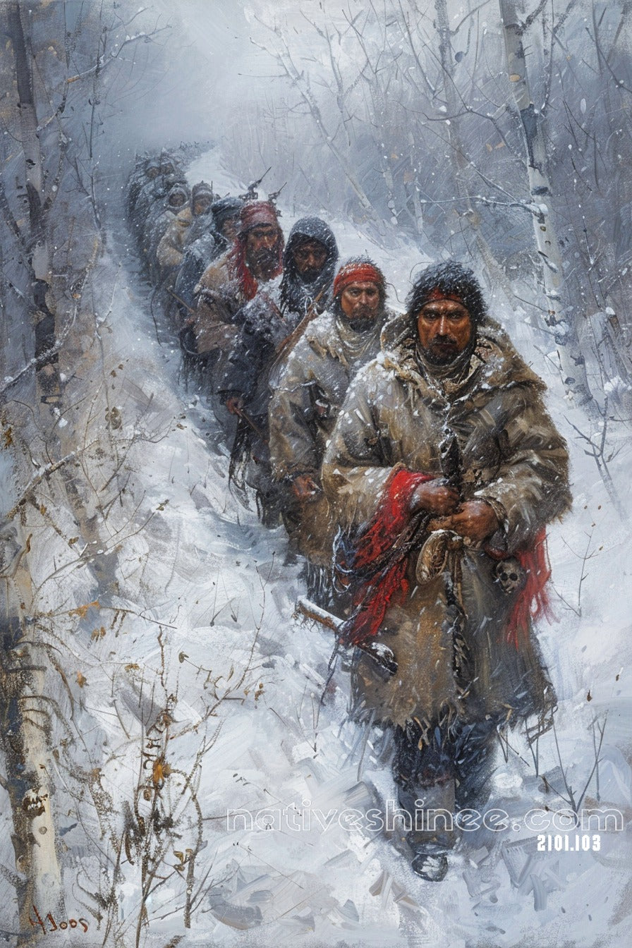 Winter Walking Native American Canvas
