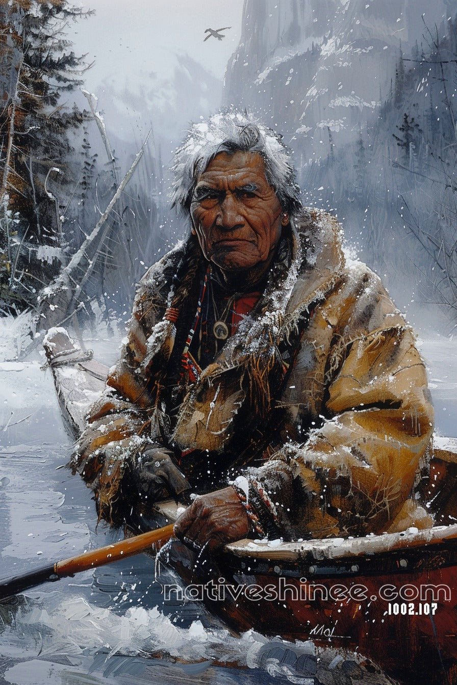 Elderly Warrior Native American Canvas