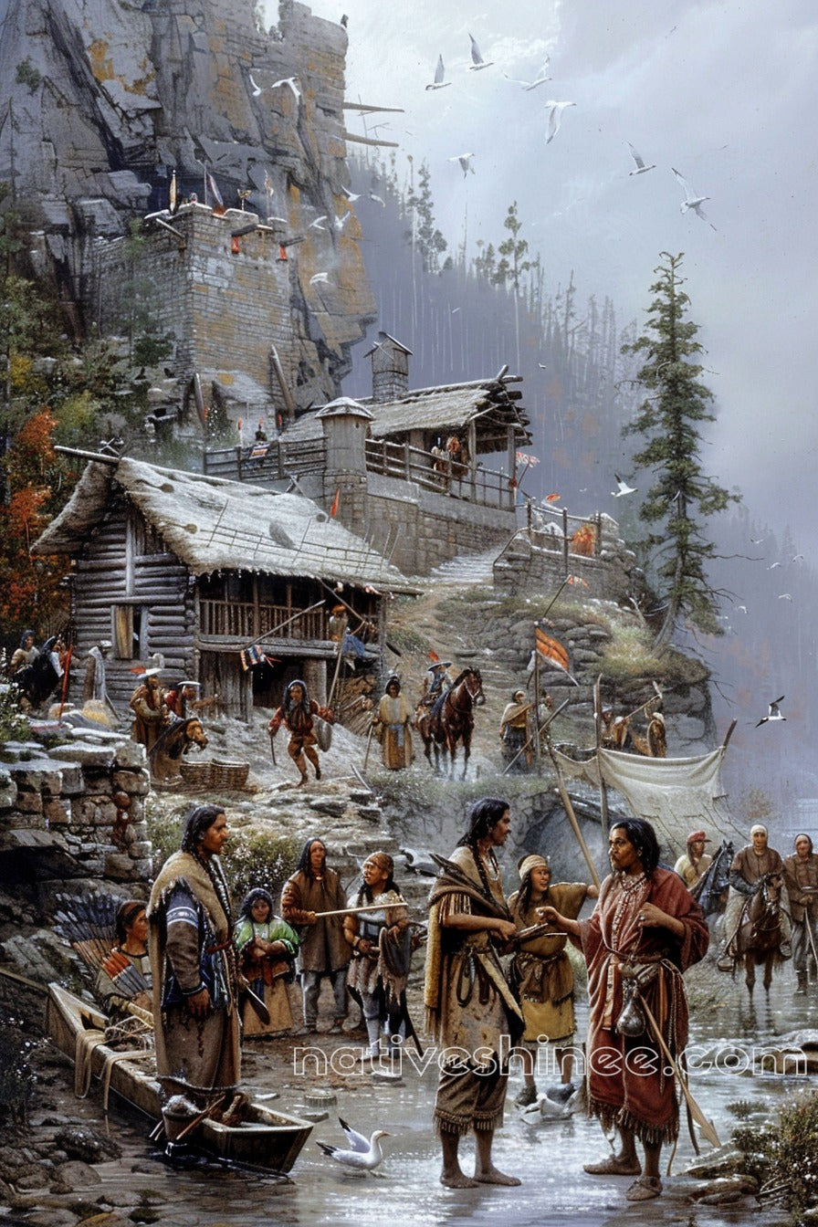 Echoes of the Meeting Native American Canvas