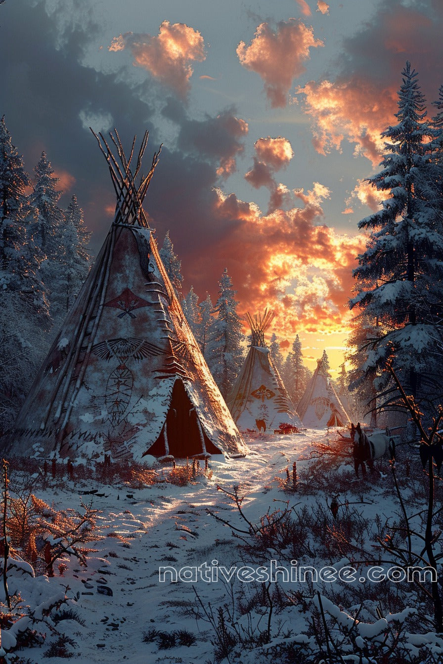 Winter’s Embrace Native American Canvas