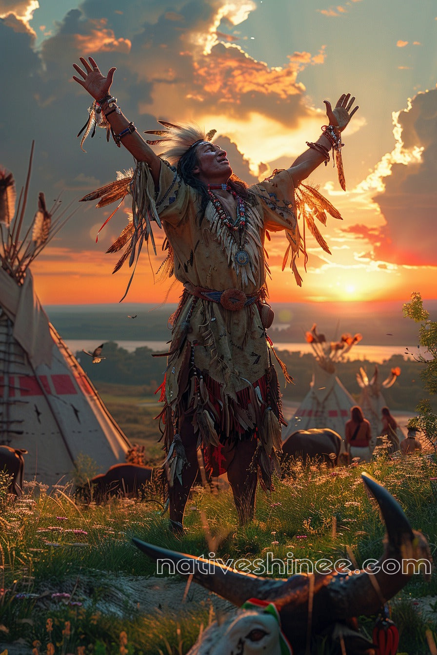 Spirit of the Sunset Native American Canvas