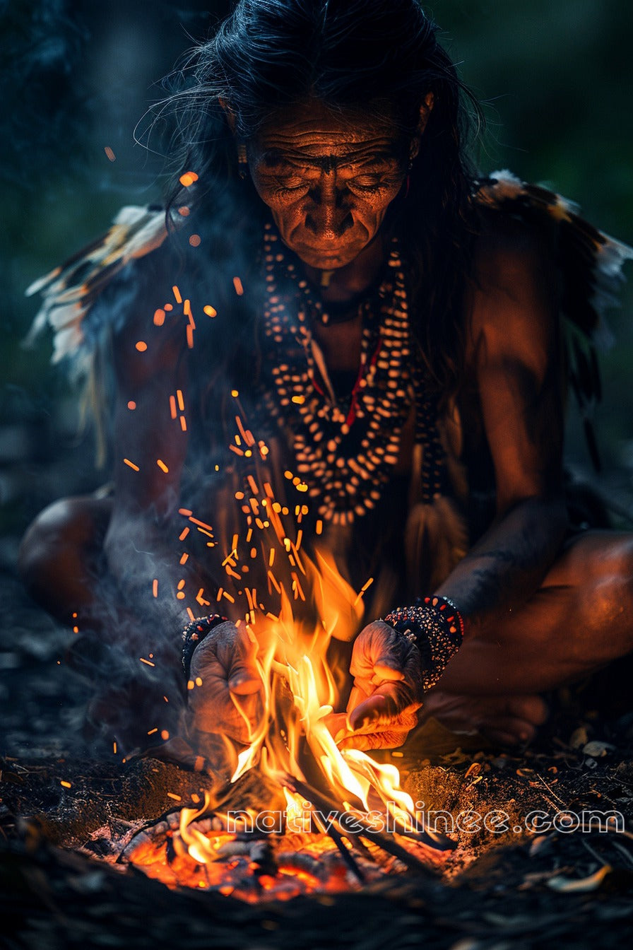 The Keeper of Flames Native American Canvas