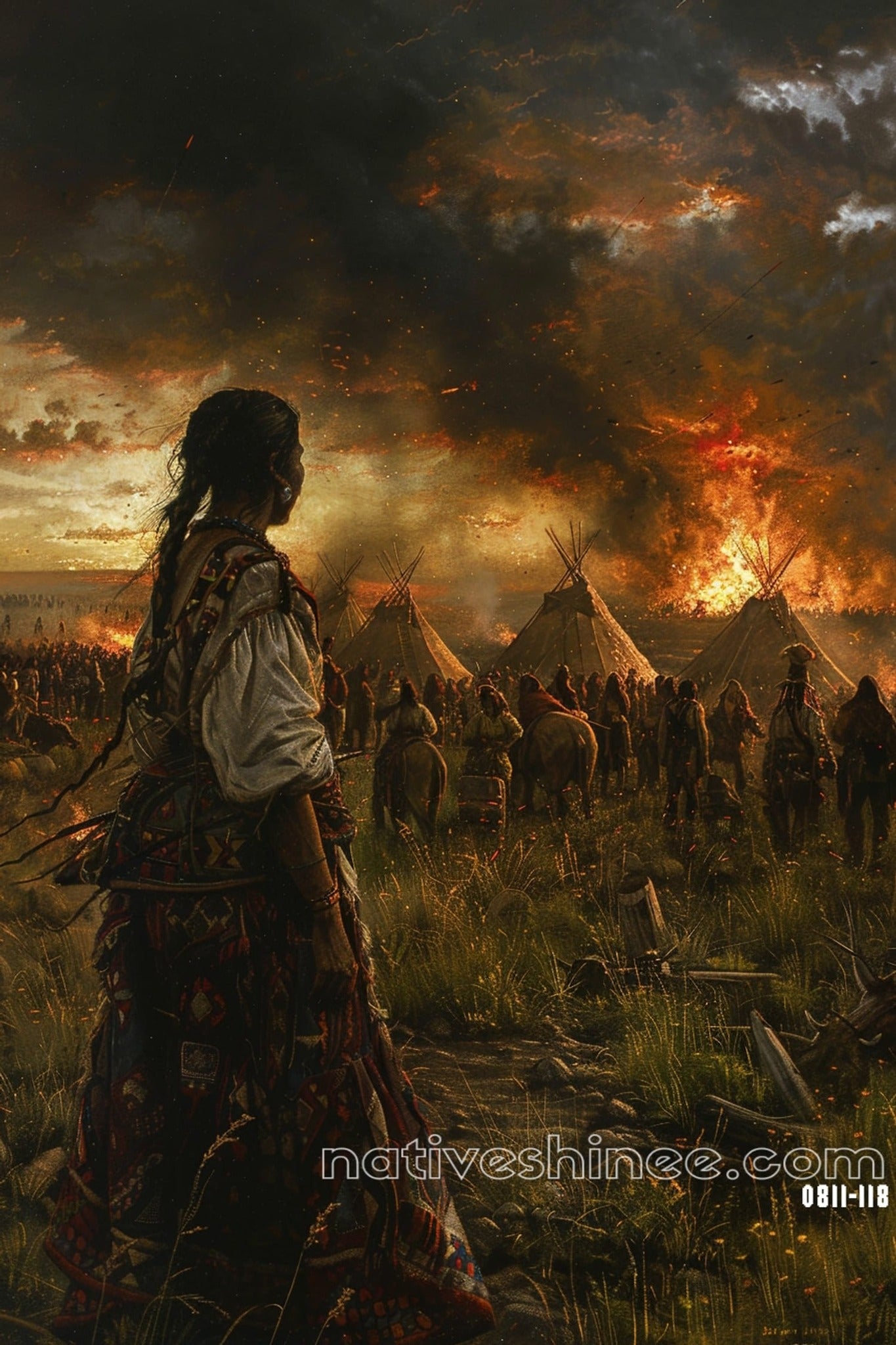 Echoes of the Firestorm Native American Canvas