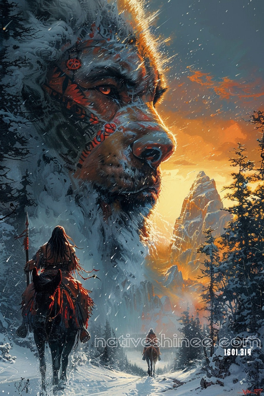 Guardian of the Winter Spirits Native American Canvas