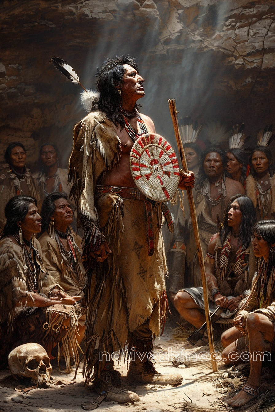 The Council of Warriors: A Leader's Oath Native American Canvas