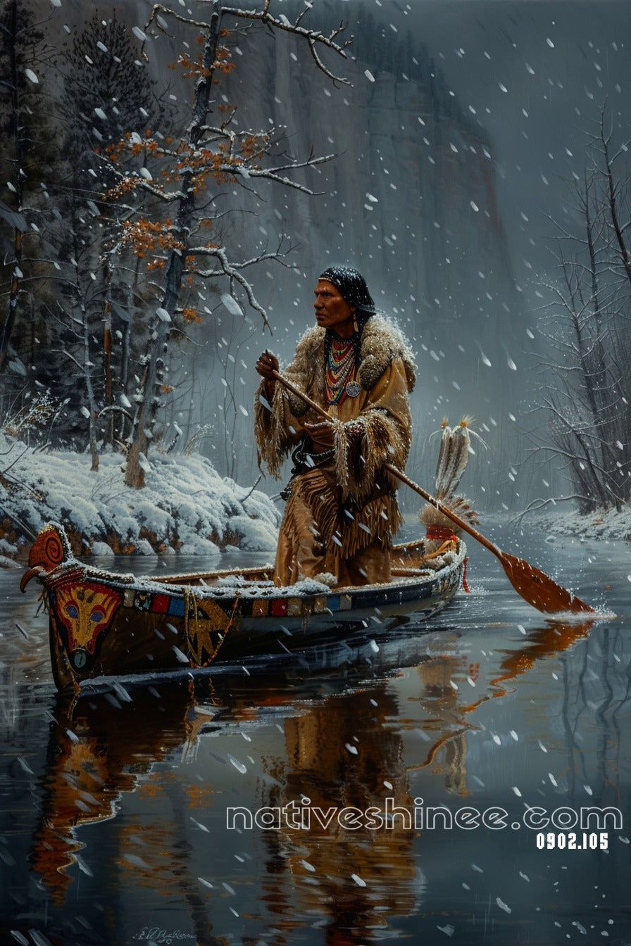 Winter's Journey Native American Canvas