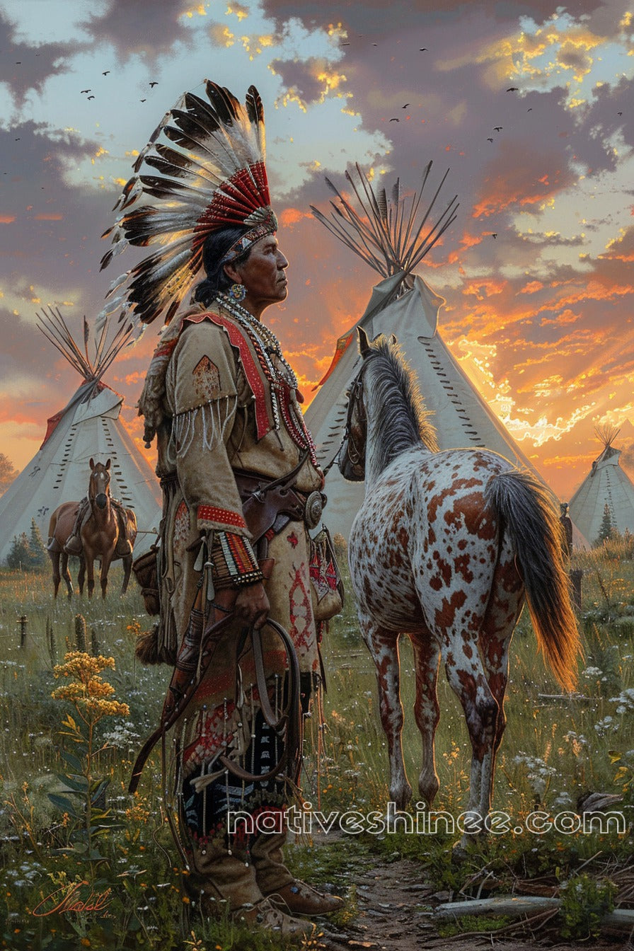 Warrior’s Vigil Native American Canvas