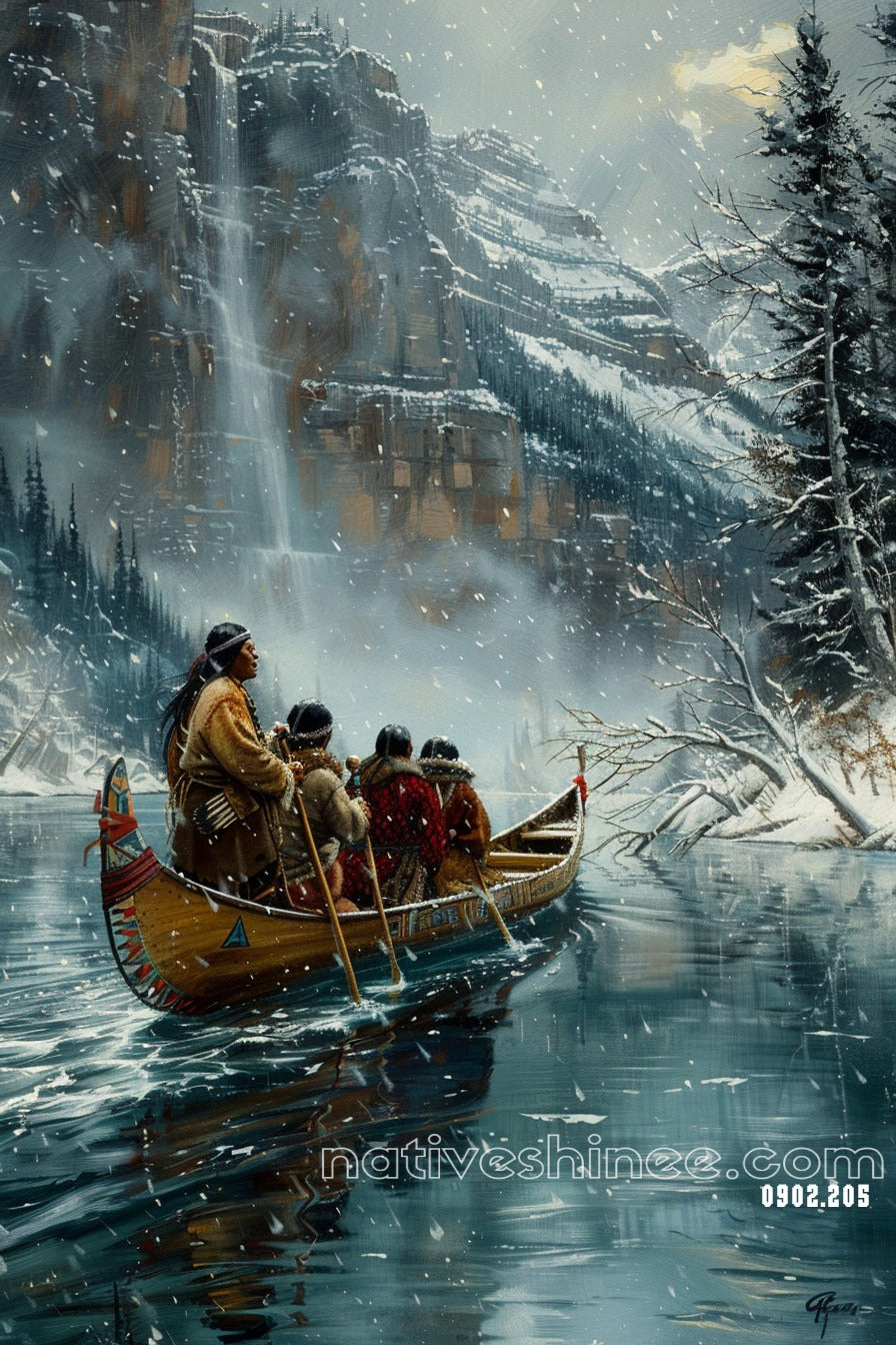 That River Flows Native American Canvas