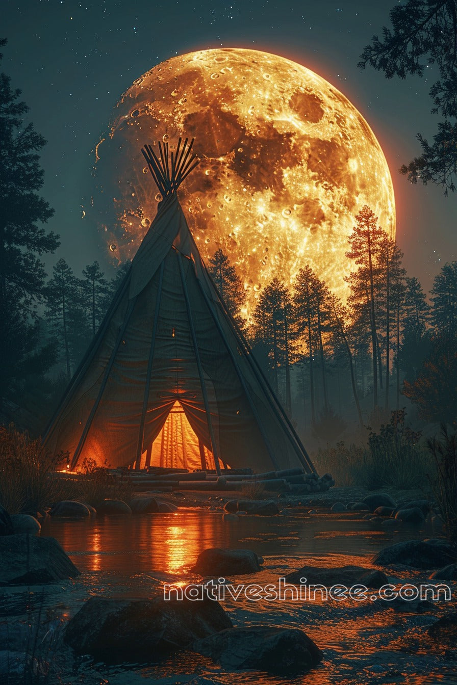 Moonlit Tribe: Native American Canvas