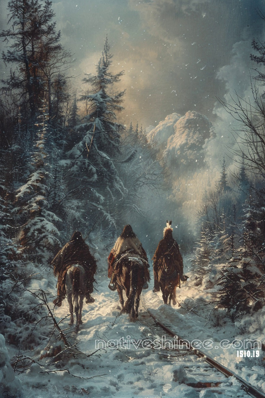 Into the Silent Wilderness: A Winter's Journey Native American Canvas