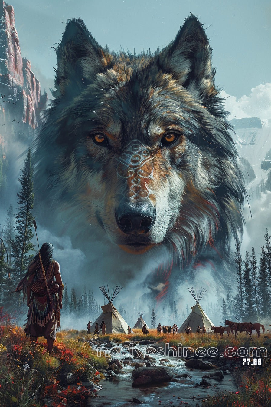 Spirit of the Wolf: The Call of the Ancestors Native American Canvas
