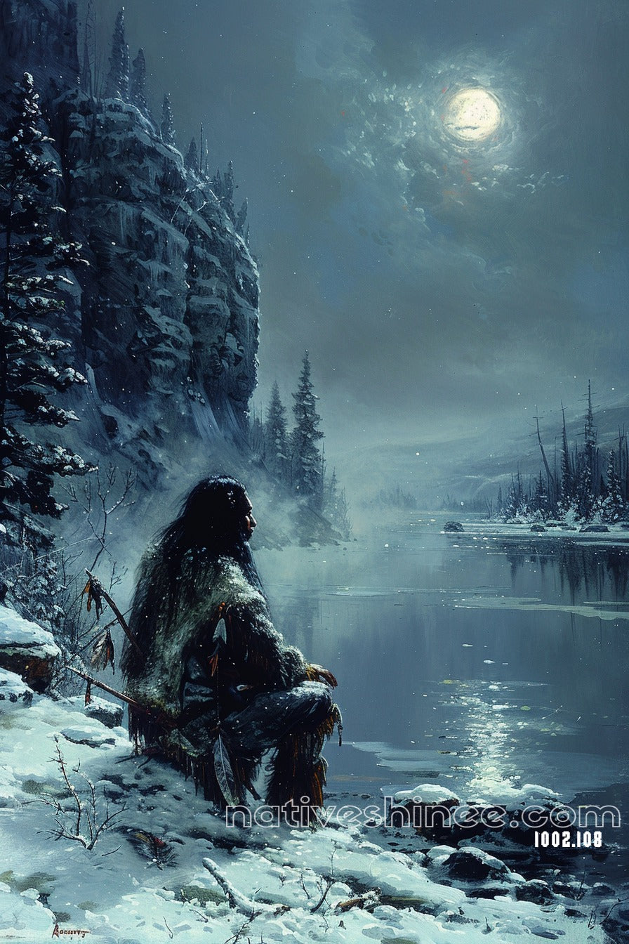 The Moon's Whispers The River's Memories Native American Canvas