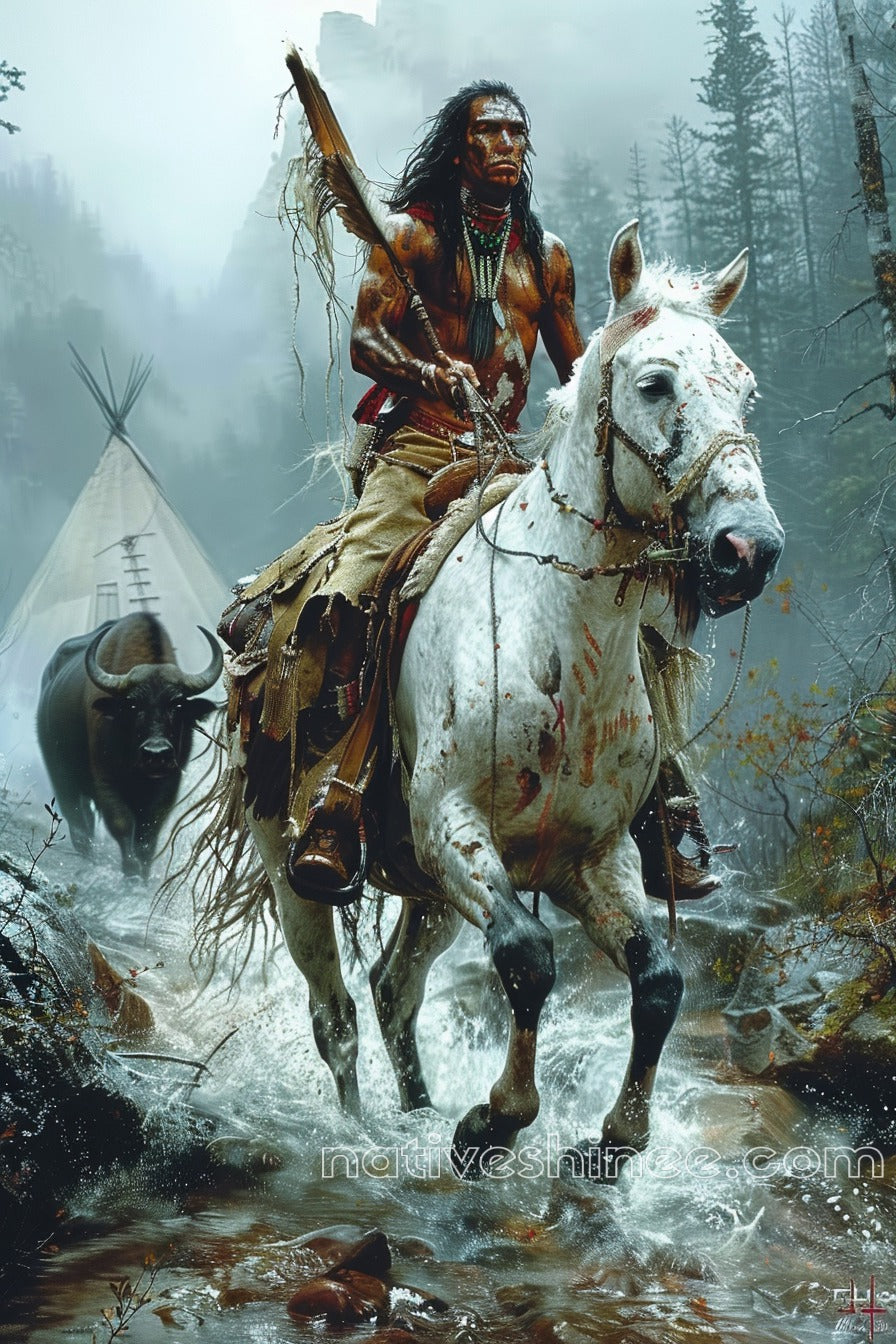 Warrior of the Storm: Native American Canvas