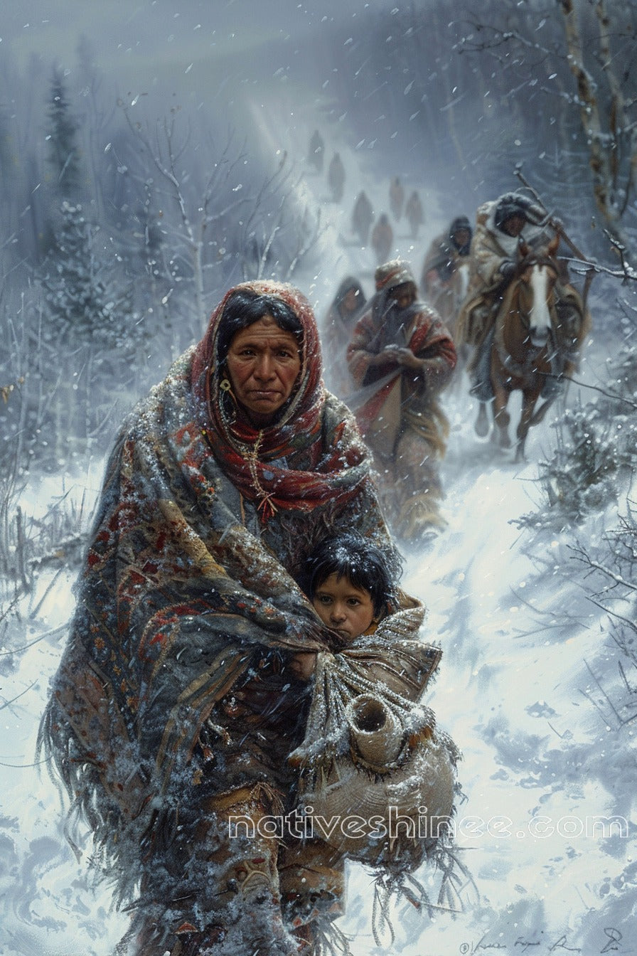 The Long Winter Trail Native American Canvas