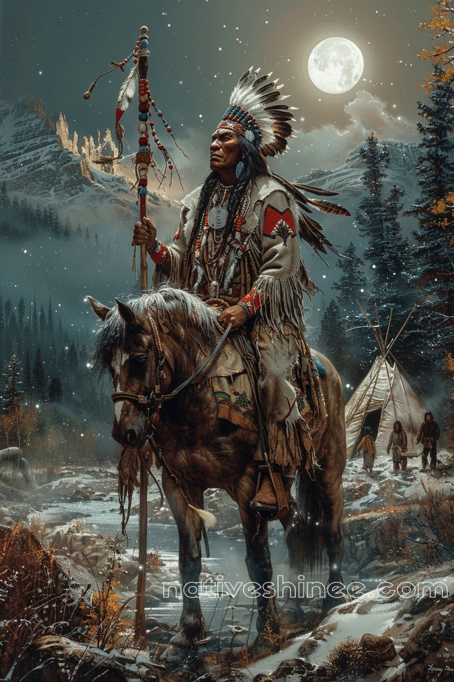 Guardian of the Winter Moon Native American Canvas
