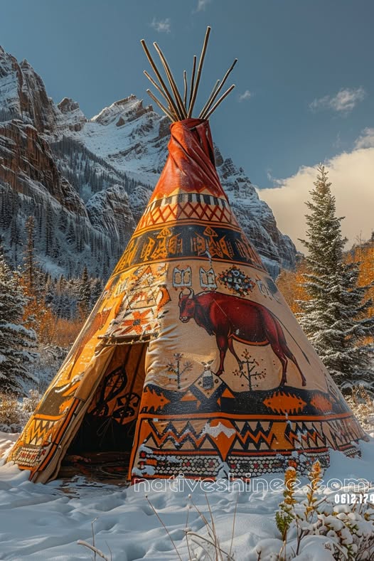 Snowy Peaks Native American Canvas