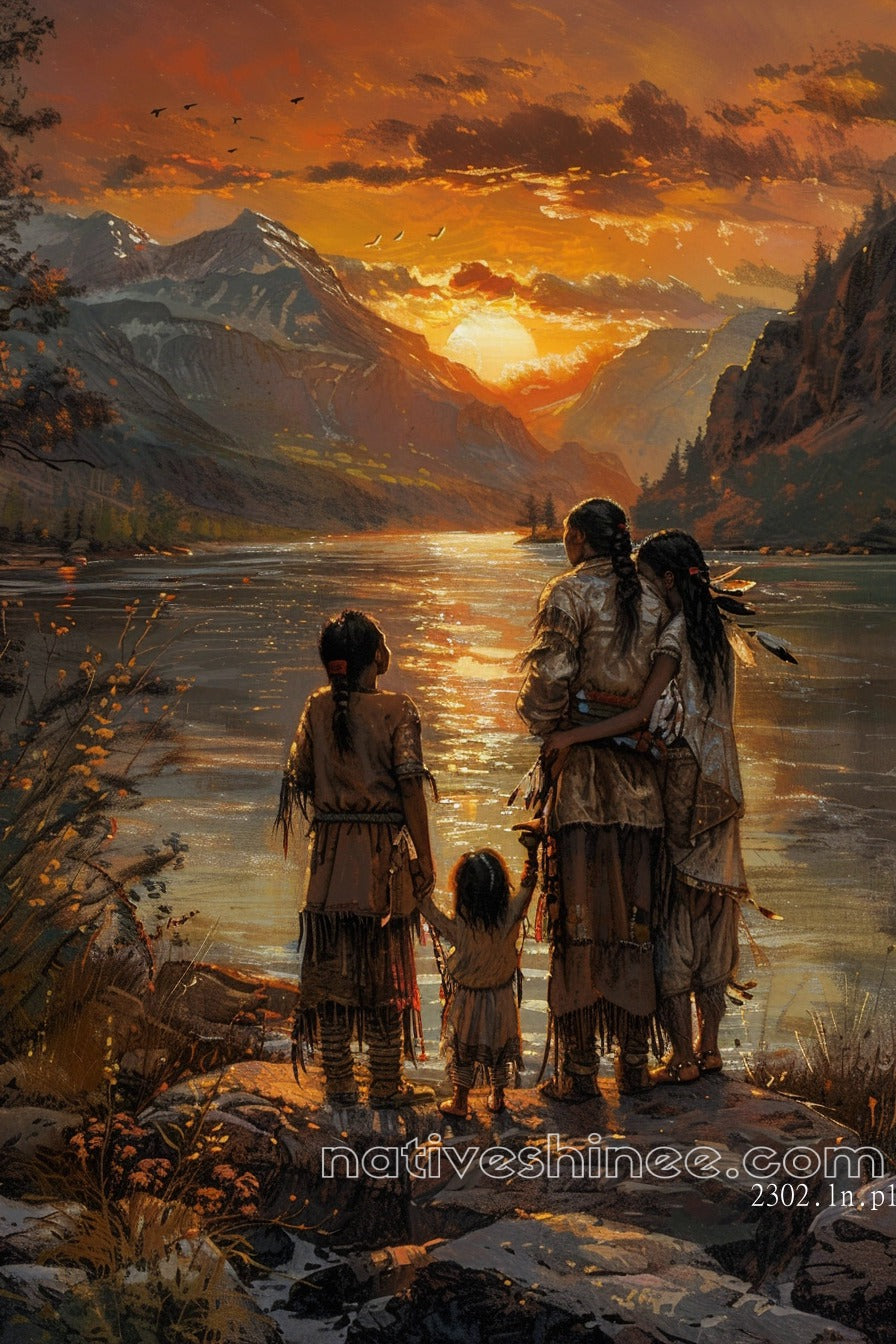 Journey to the Setting Sun Waters Native American Canvas