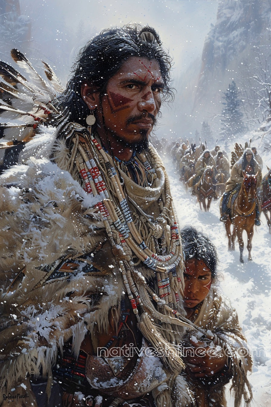 Strength in the Snow: Native American Canvas