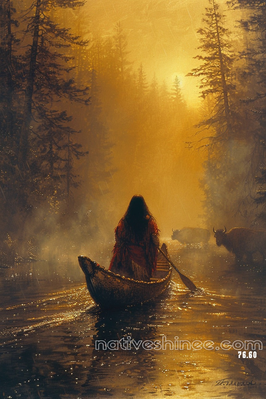 Golden Reflections Native American Canvas