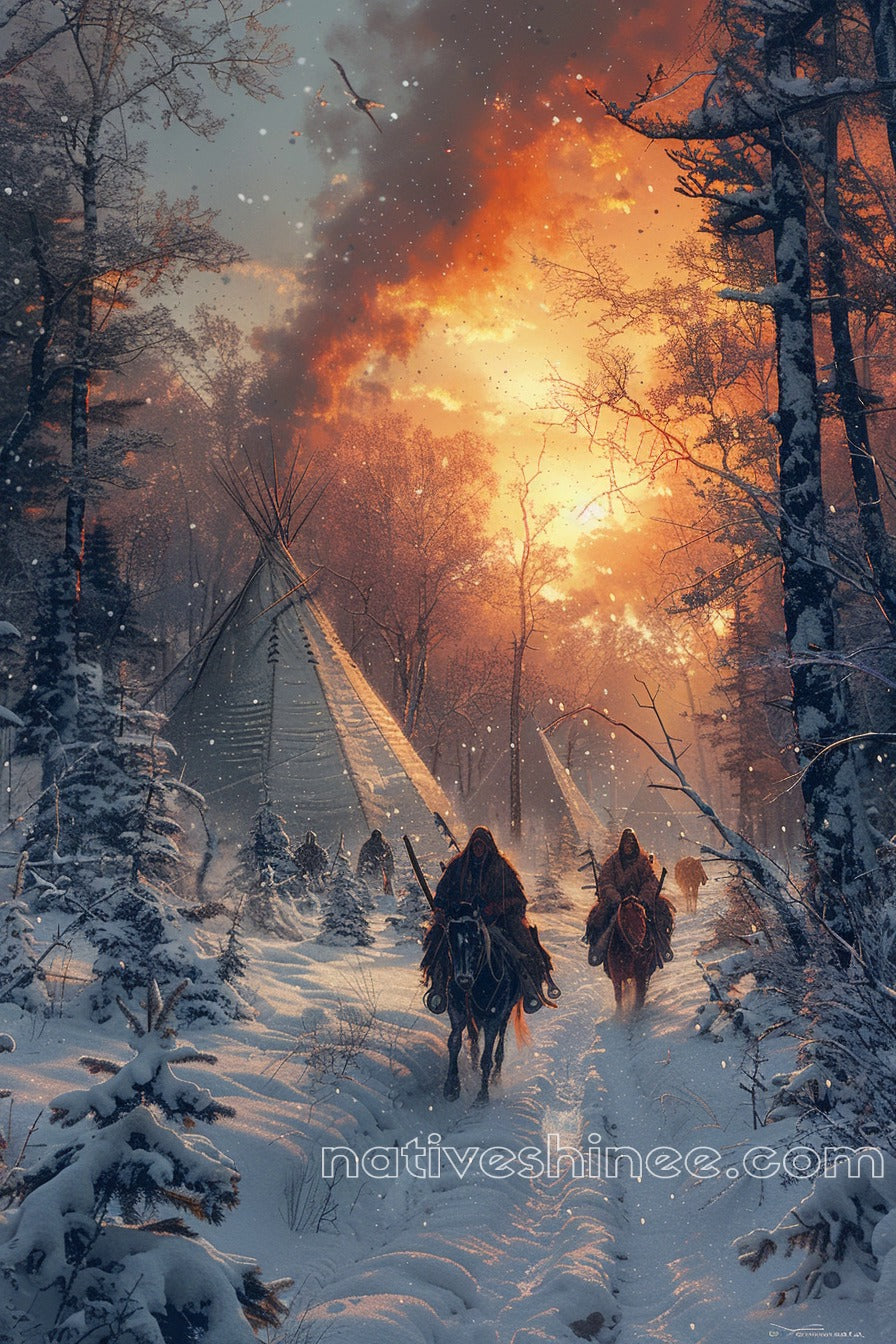 Return to the Winter Camp Native American Canvas