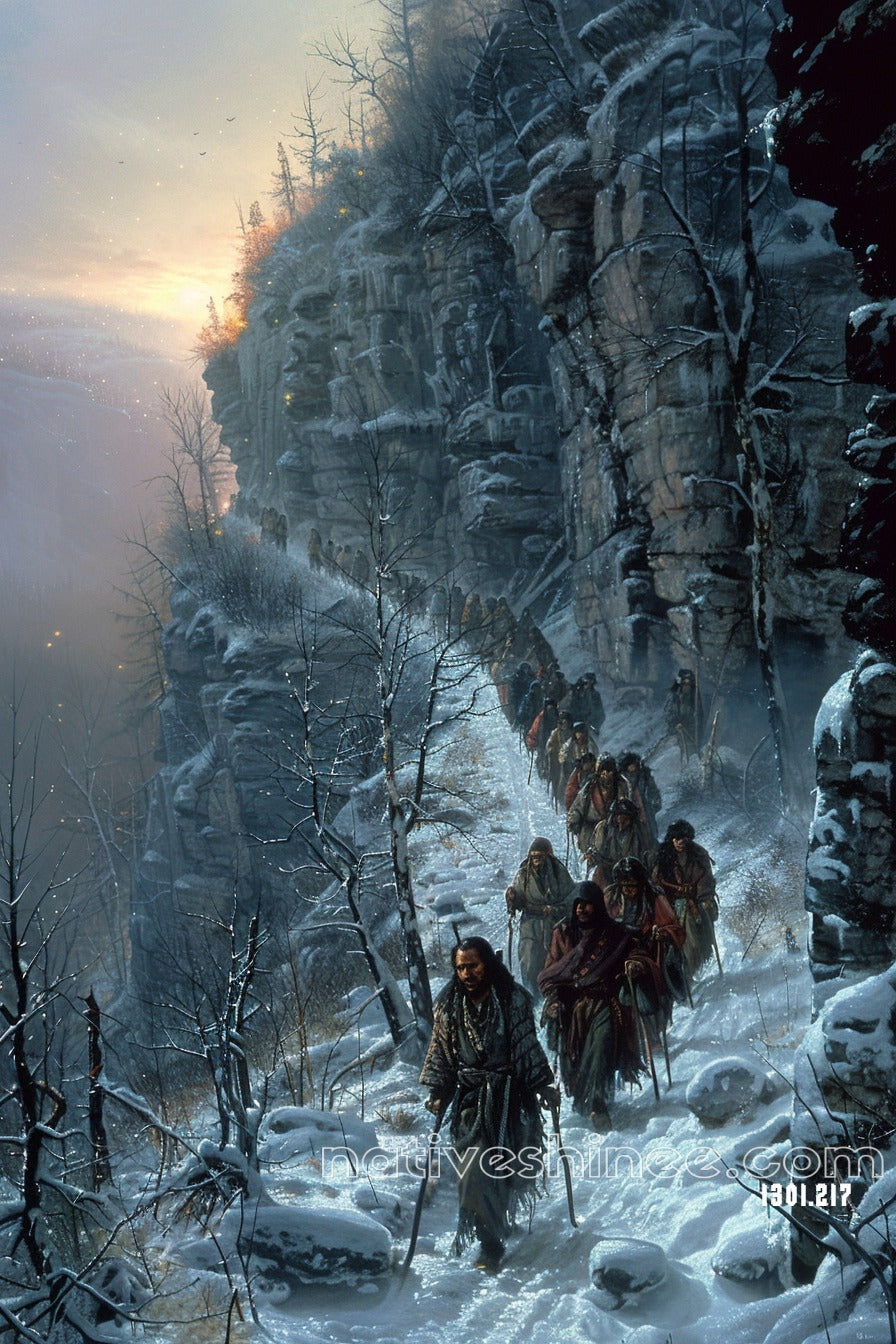 The Long Winter Walk Native American Canvas