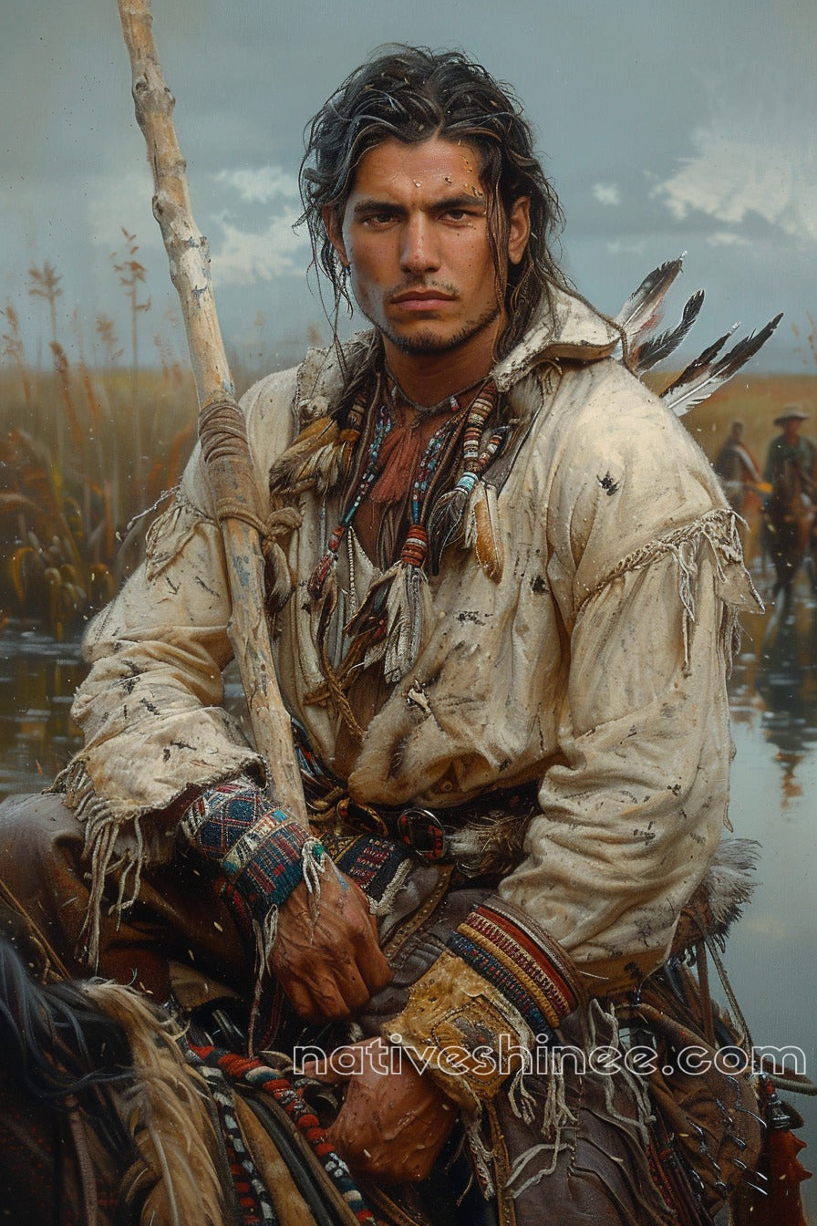 The Warrior's Resolve Native American Canvas