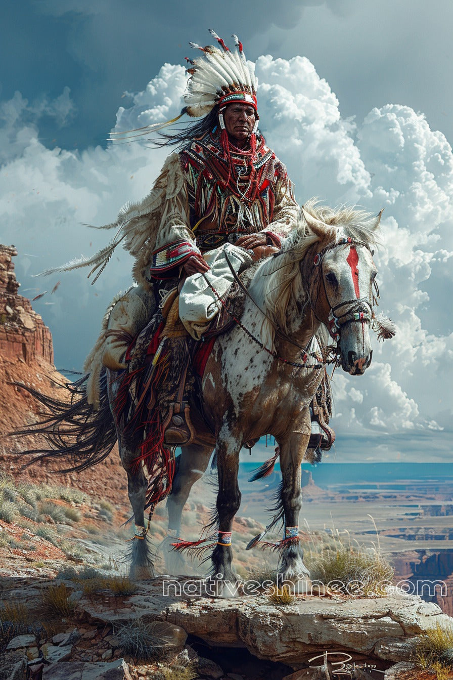 The Warrior’s Watch: Native American Canvas
