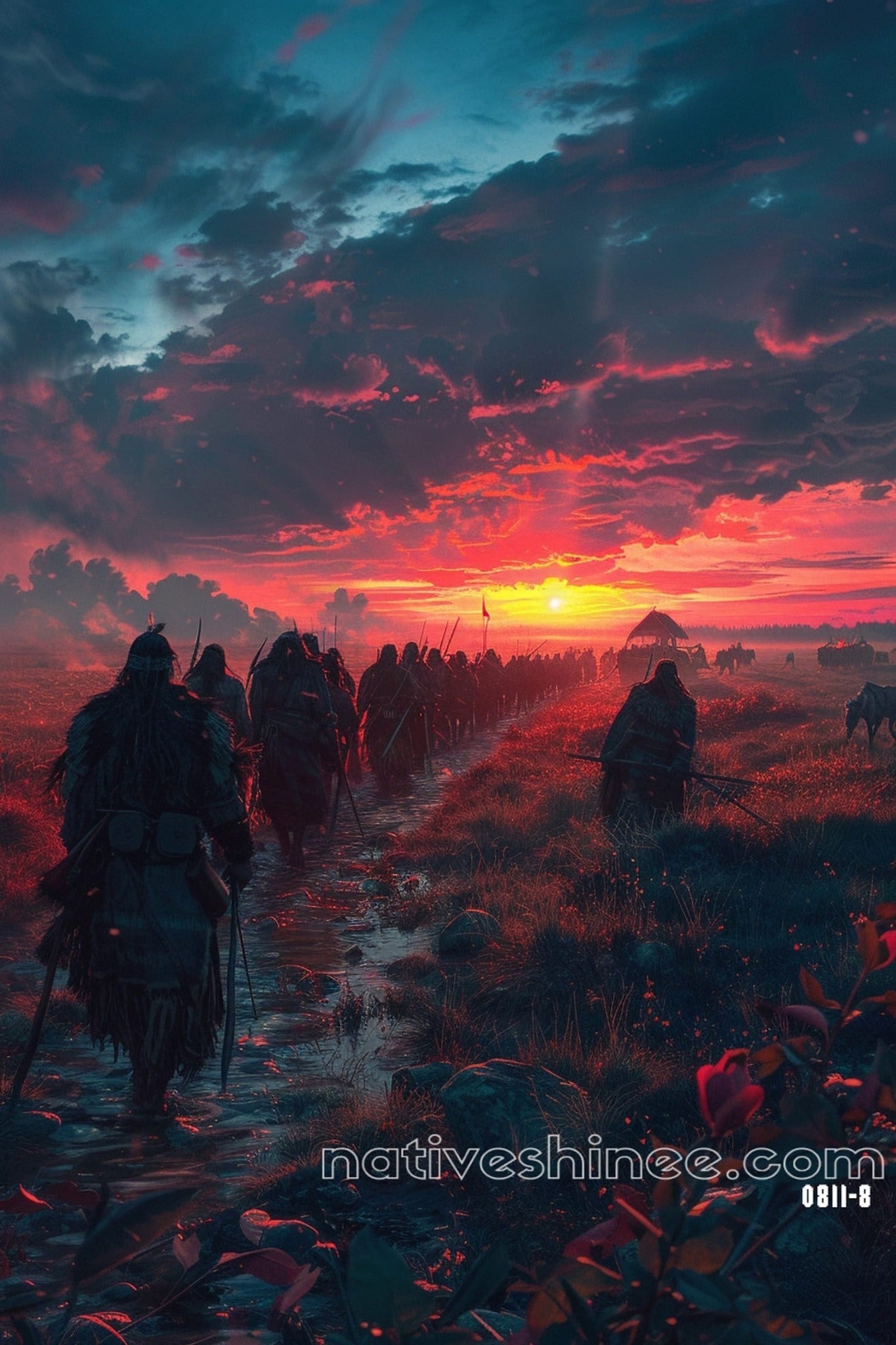 March of the Sun's Last Light Native American Canvas