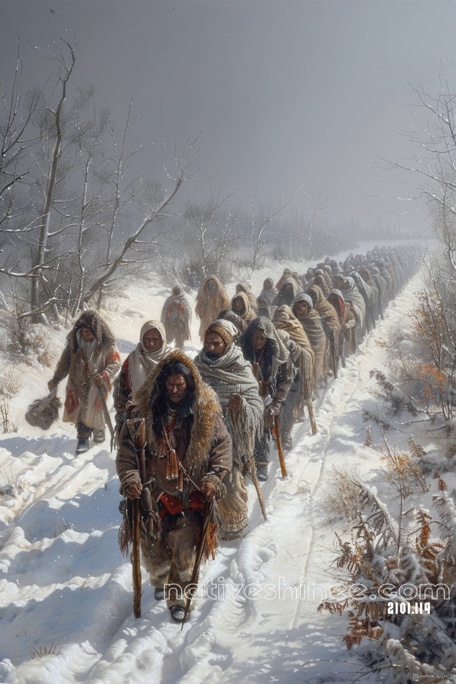 The Long Walk: A Trail of Sorrow Native American Canvas