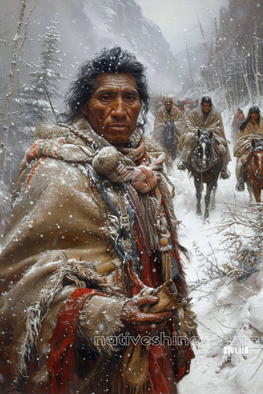 Endurance in the Blizzard Native American Canvas