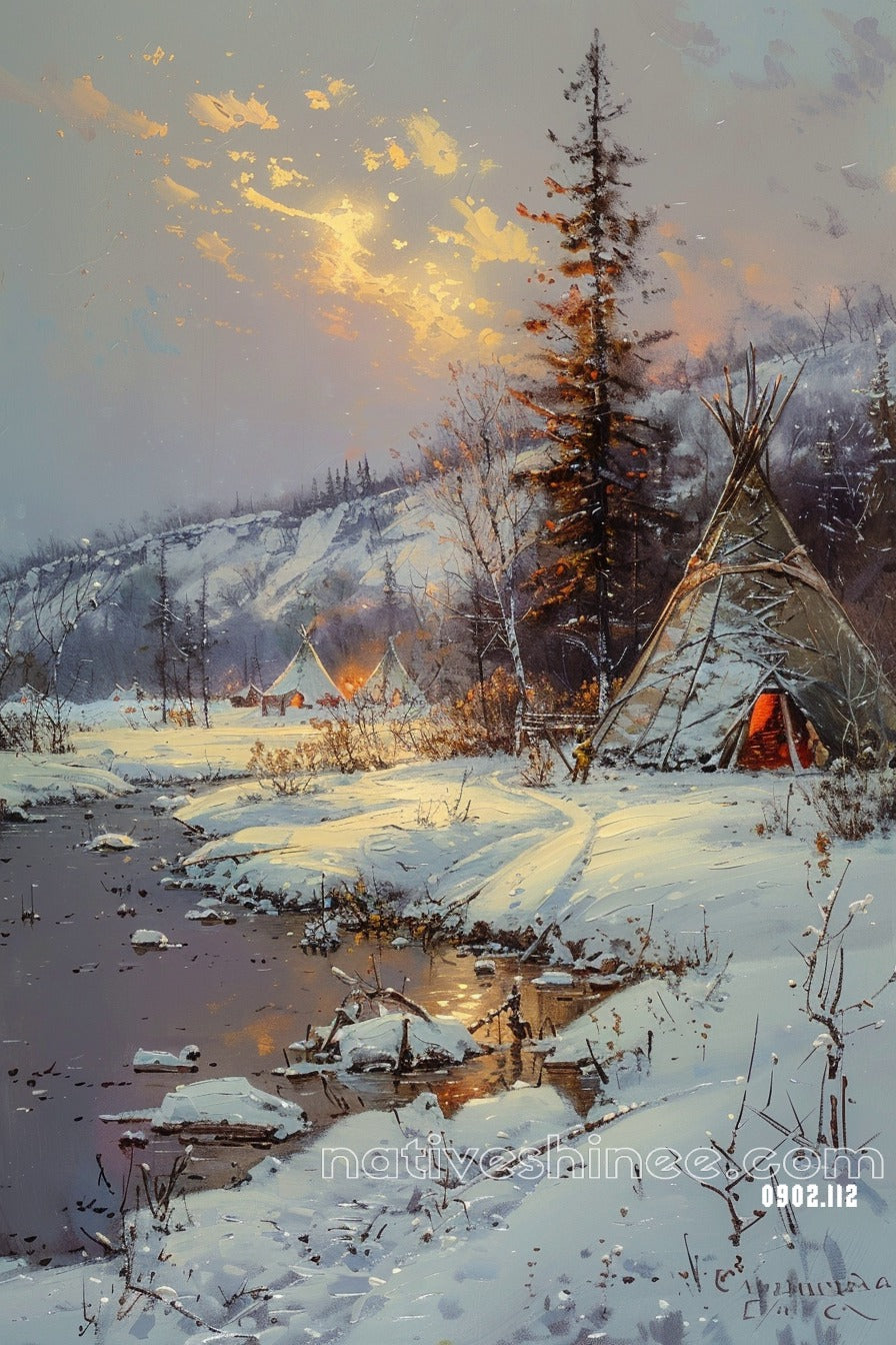 Winter’s Embrace Native American Canvas