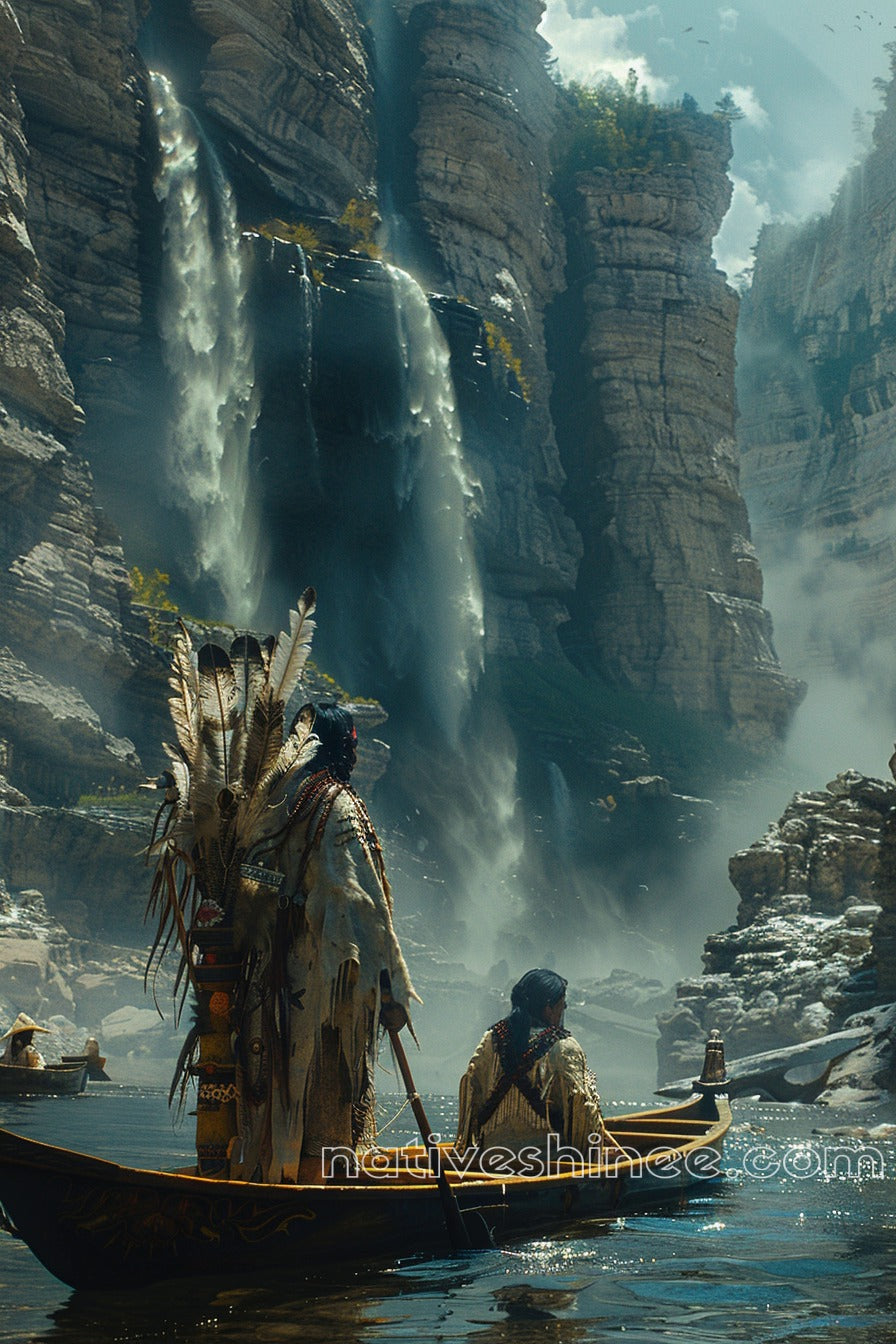 Journey to the Sacred Falls Native American Canvas